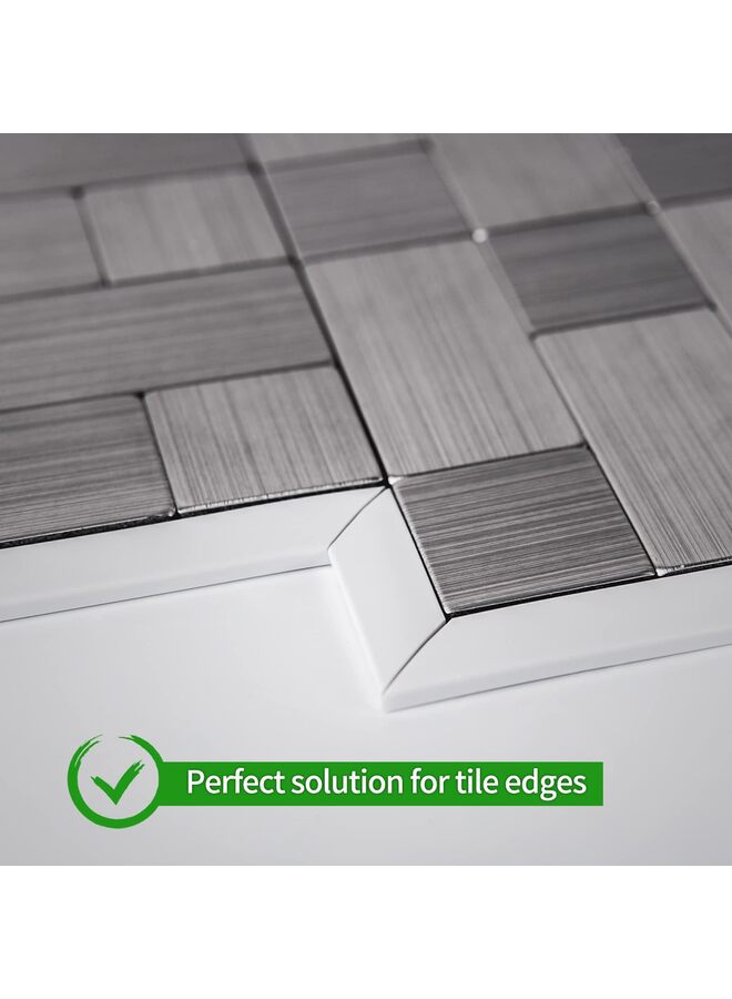 يُسلِّم حواف زخرفية لاصقة، حواف جدارية مرنة ذاتية اللصق، حواف زخرفية لحواف بلاط الجدران، بلاط المطبخ الخلفي، الأرضيات (اللون: أبيض) - Image 4